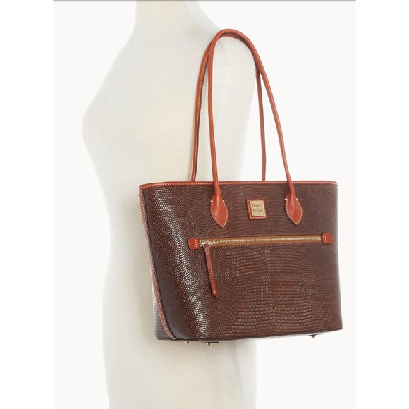 NWT Dooney & Bourke Embossed Lizard Tote - Chestnut BLIZD 1964 CSTN - Picture 4 of 10